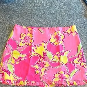 Lilly Pulitzer Floral Pink and Yellow Callie Skirt